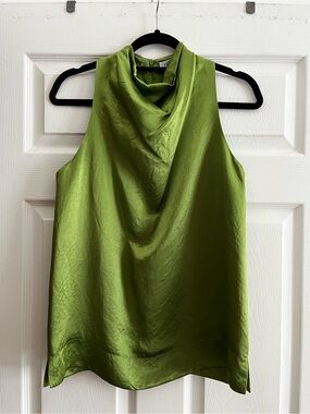 Nomia green cowl neck top Japanese washed satin NWT